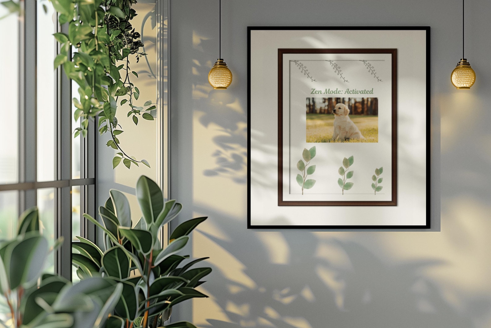 Zen Mode Puppy Print: Calming Golden Retriever Art (Digital Download A4/8x10