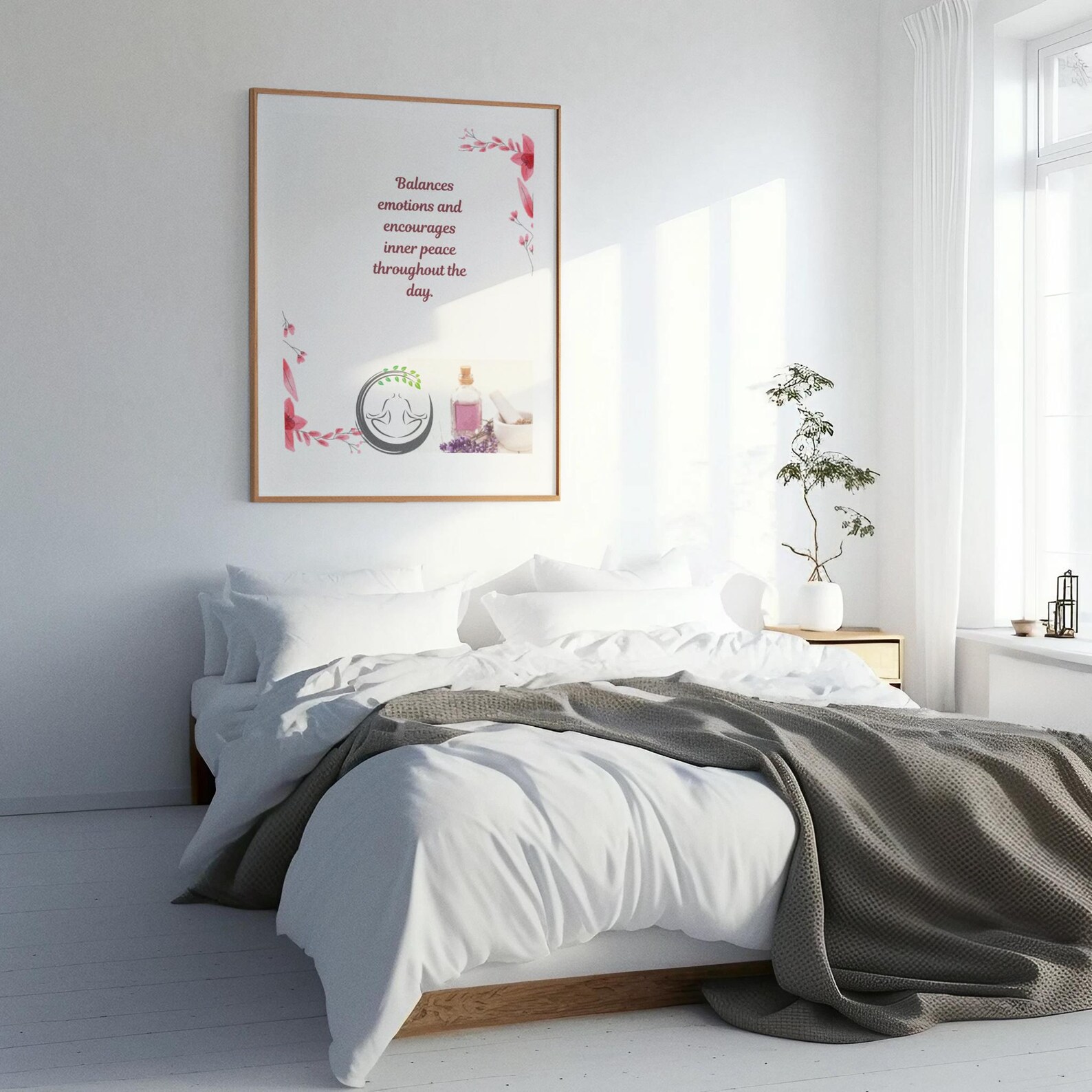 Emotional Wellness Quote Print: Aromatherapy & Floral Design (Digital Download A4/8x10")